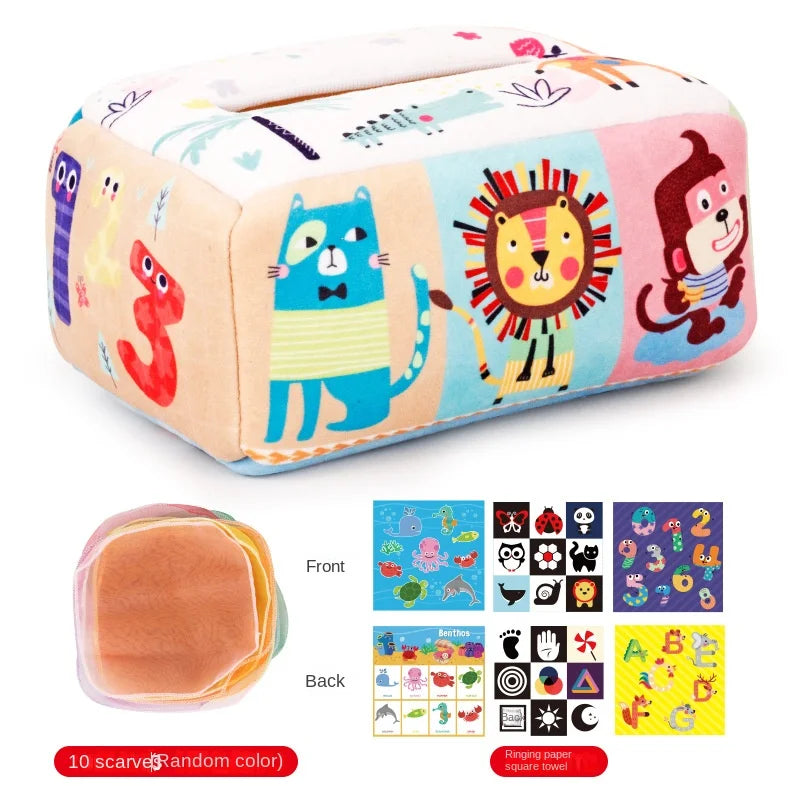 Baby Montessori Toy,Magic Tissue Box,Educational Learning Activity Sensory Toy For Kids Finger Exercising Busy Board Baby Game Purest Peak